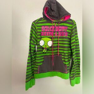 Invader Zim Stripped Hooded Jacket